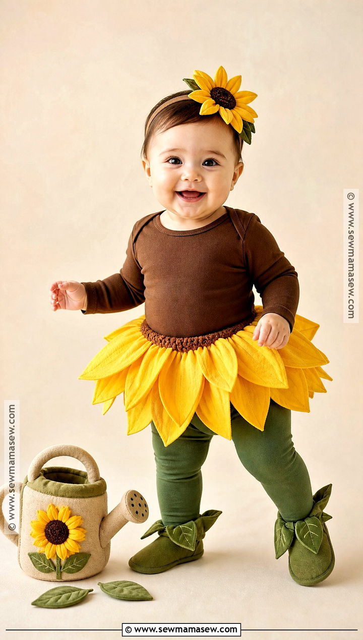 Baby Girl Sunflower Costume With Petal Headband - 35 baby costumes for girls