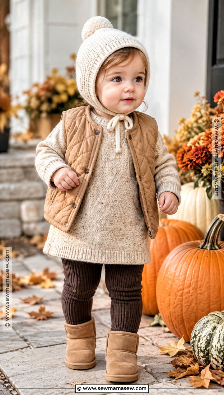 Baby Girl Sweater Dress With Leggings And Boots - 20 Baby Girl Pumpkin Patch Outfit Ideas