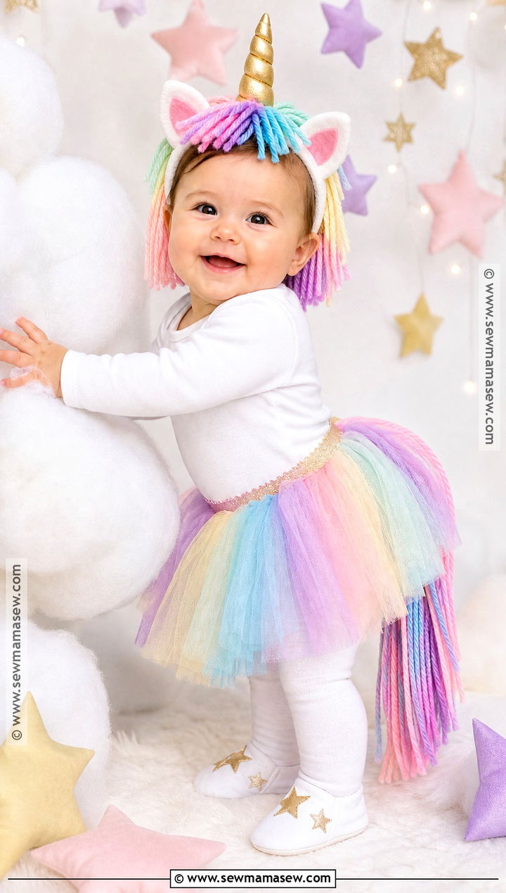 Baby Girl Unicorn Costume With Rainbow Tutu - 35 baby costumes for girls