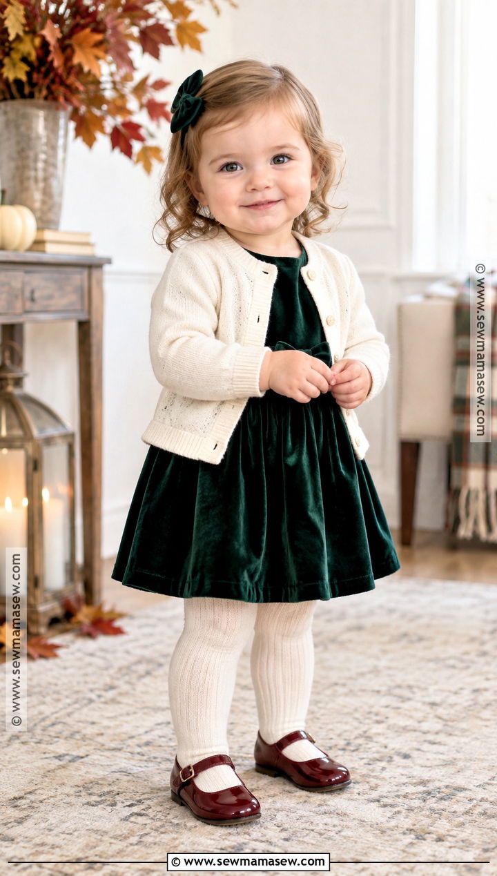 Baby Girl Velvet Dress And Cardigan Outfit - 15 baby girl fall fashion ideas