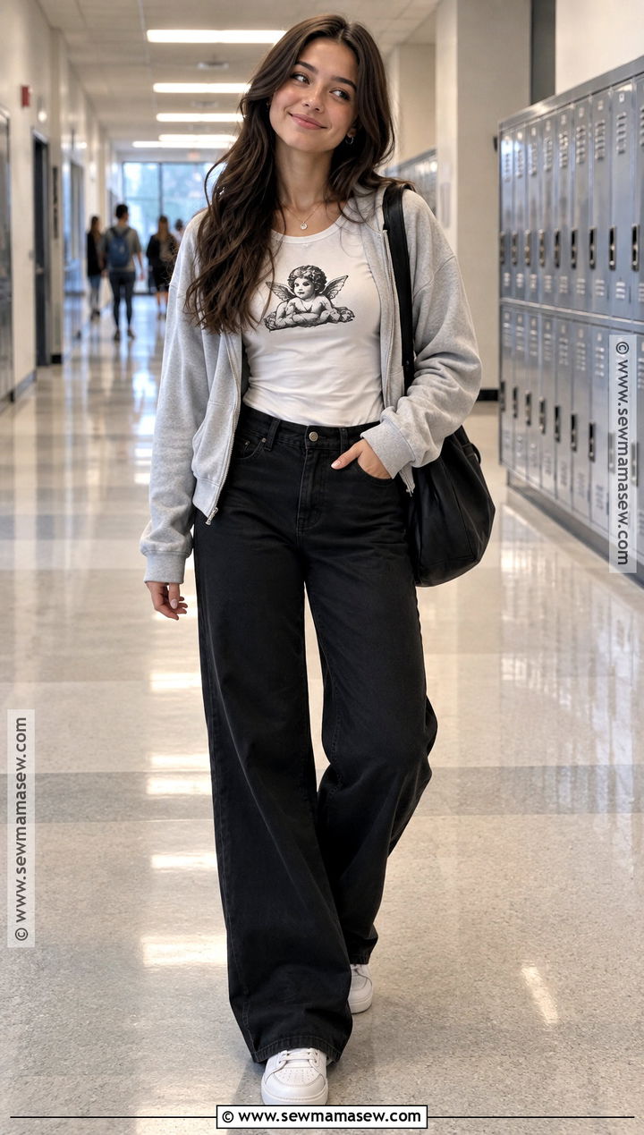 Baby Graphic Tee With Wide Leg Pants - 15 back to school graphic tees ideas