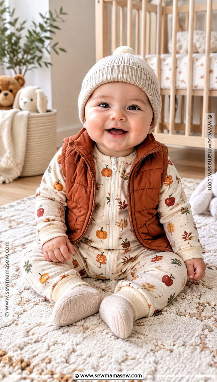 Baby Harvest Print Pajama Outfit - 20 Thanksgiving Outfit Ideas for Babies