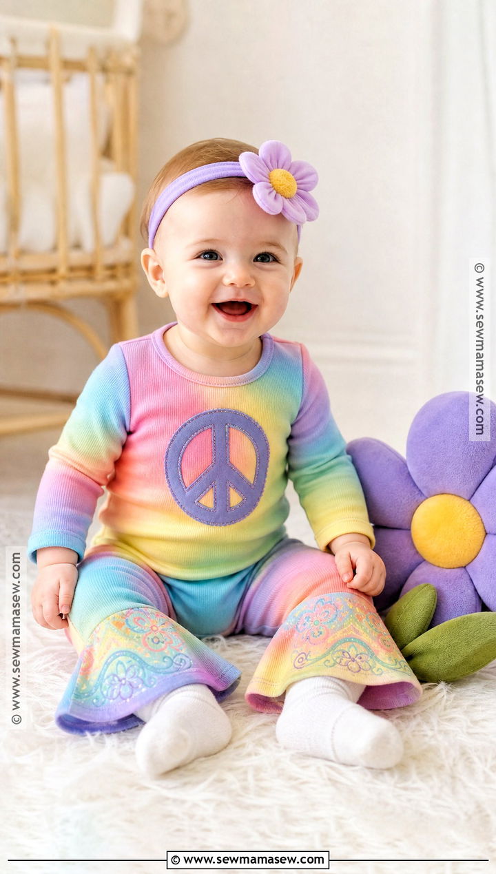 Baby Hippie Costume With Rainbow Romper - 45 hippie costume ideas
