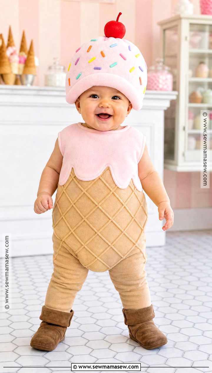 Baby Ice Cream Cone Costume With Sprinkle Cap - 30 baby halloween costume ideas