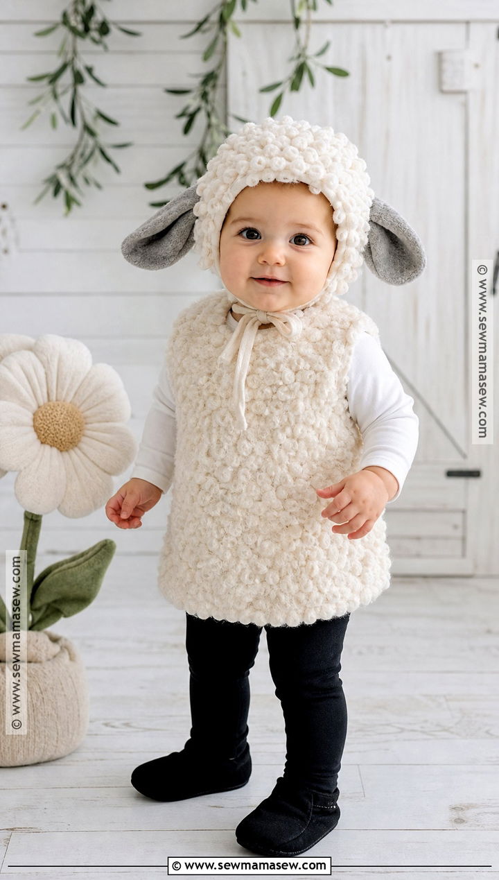 Baby Lamb Costume With Curly Bonnet - 30 halloween baby costumes