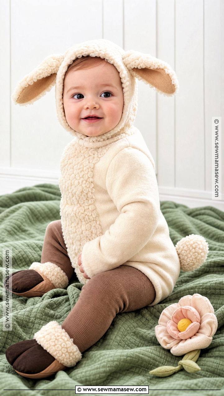 Baby Lamb Costume With Curly Fleece Bonnet - 30 baby halloween costume ideas