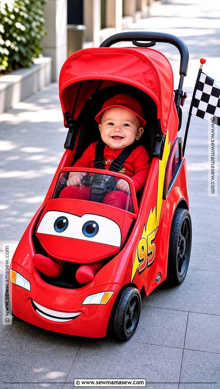 Baby Lightning McQueen Stroller Costume - 45 lightning mcqueen costume ideas