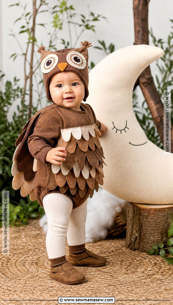 Baby Owl Costume With Feathered Wings - 30 halloween baby costumes