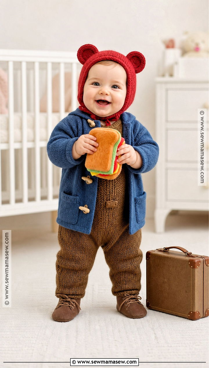 Baby Paddington Costume With Knitted Bear Suit - 35 paddington halloween costume ideas