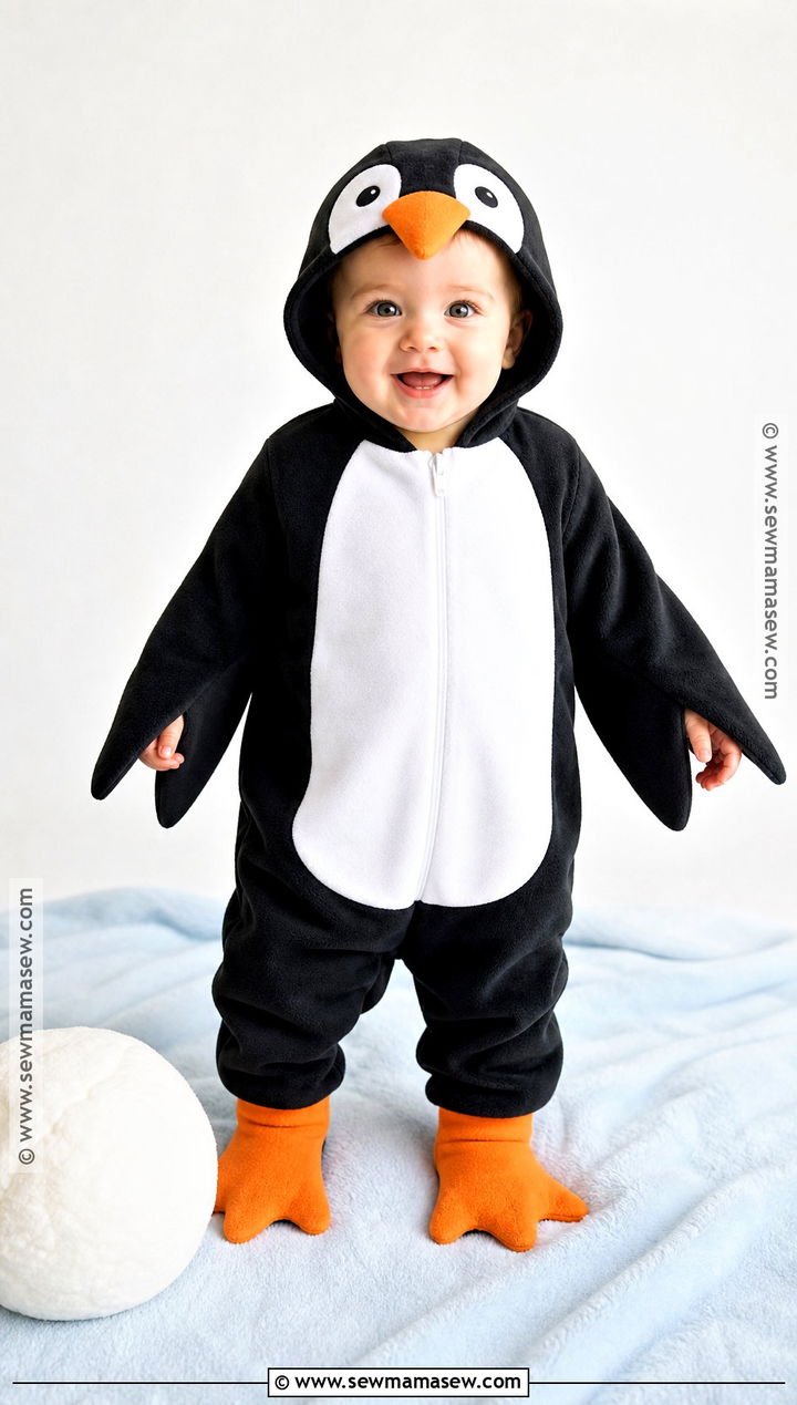 Baby Penguin Costume With Orange Booties - 30 halloween baby costumes