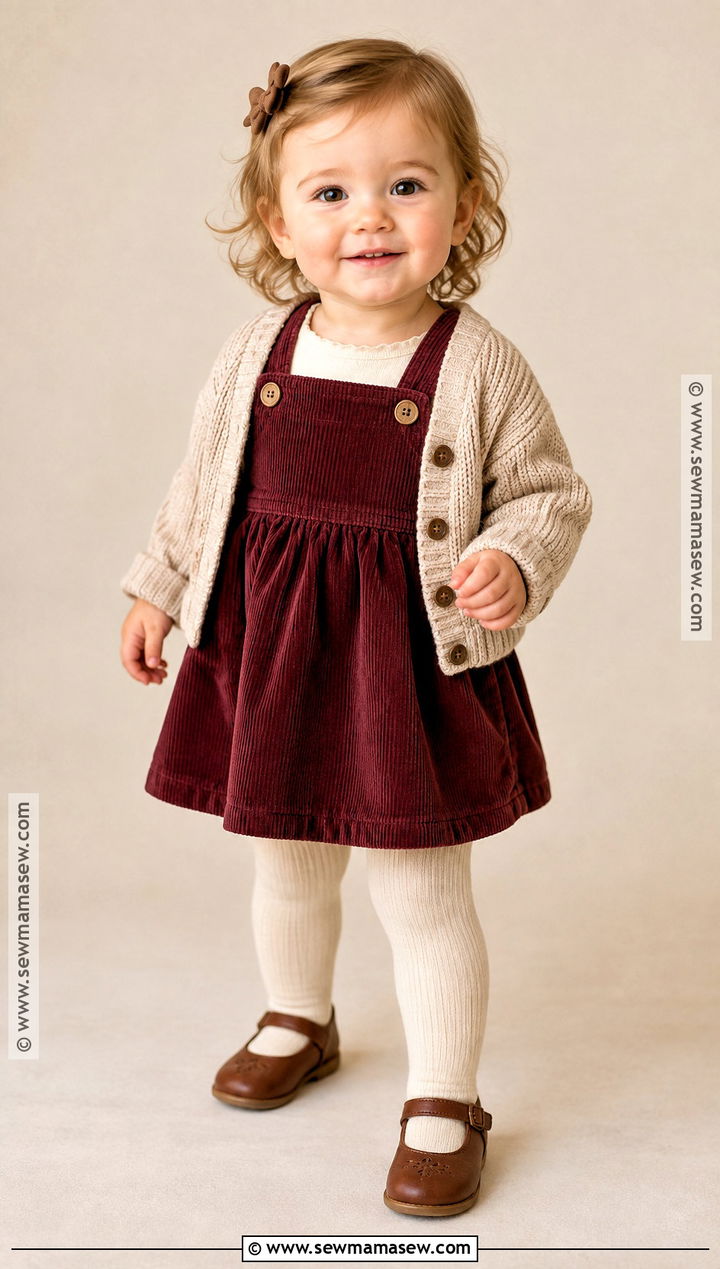 Baby Pinafore Dress And Tights Outfit - 15 autumn baby clothes