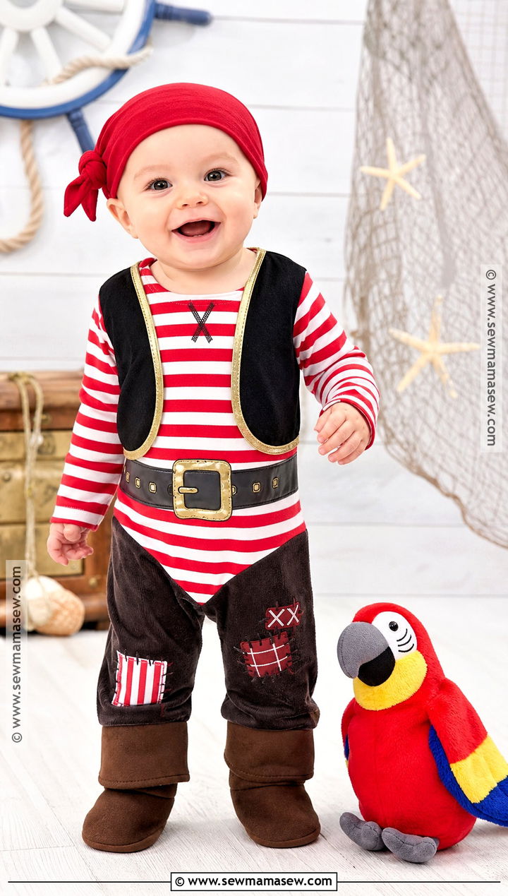 Baby Pirate Costume With Striped Romper - 30 baby costumes for boys