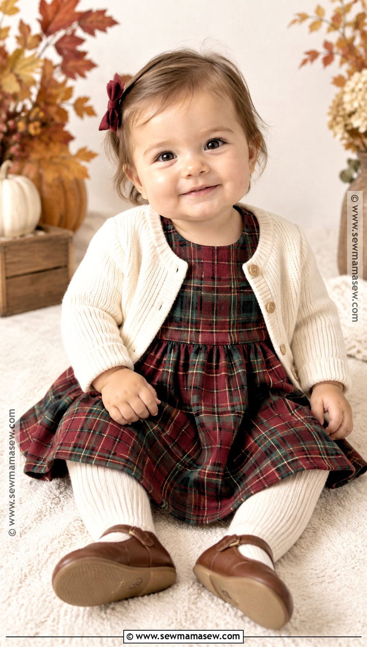 Baby Plaid Dress With Tights And Mary Janes - 15 baby fall fashion ideas
