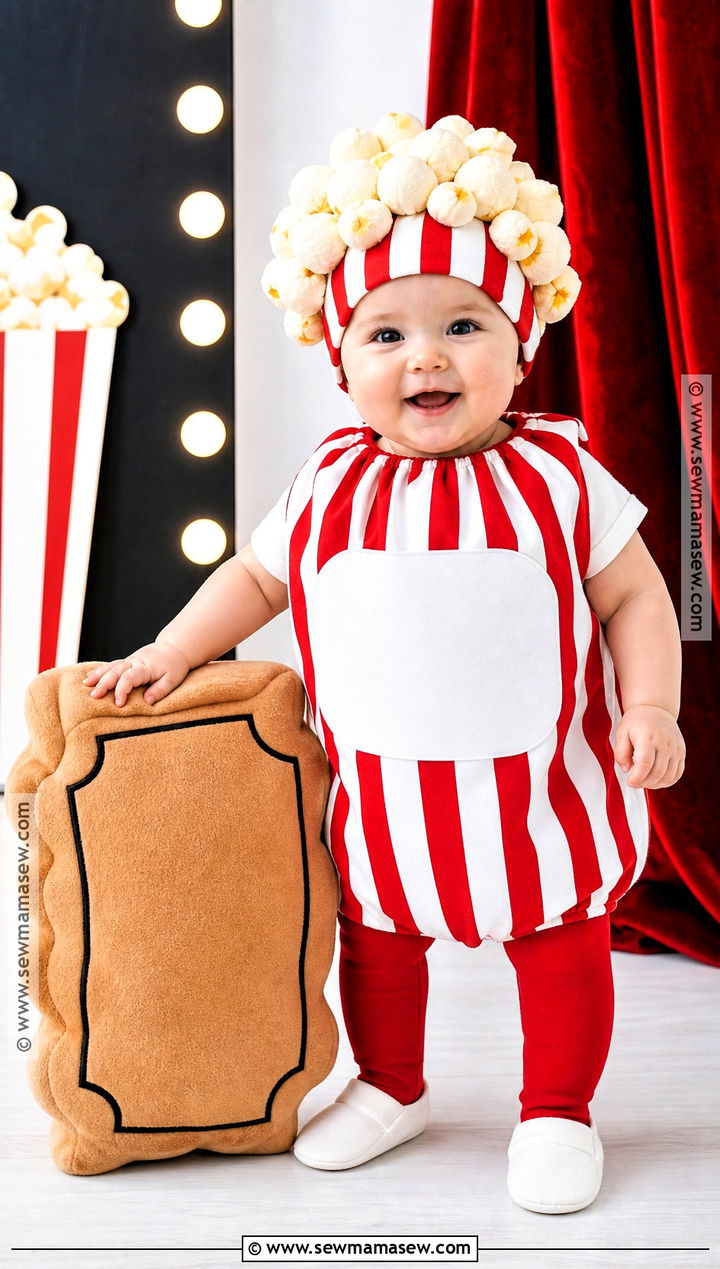 Baby Popcorn Costume With Striped Romper - 30 halloween baby costumes
