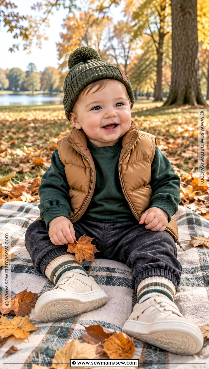 Baby Puffer Vest With Sweatshirt And Joggers - 20 baby autumn outfits