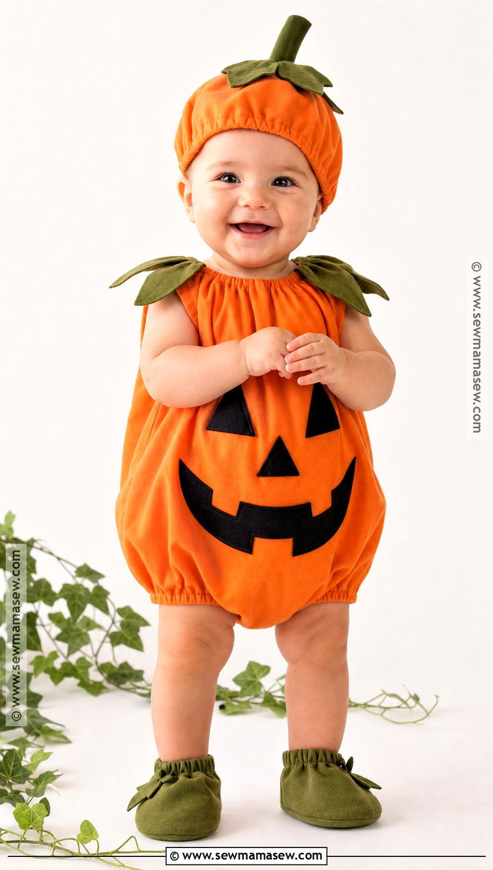 Baby Pumpkin Costume With Green Stem Hat - 30 baby halloween costume ideas