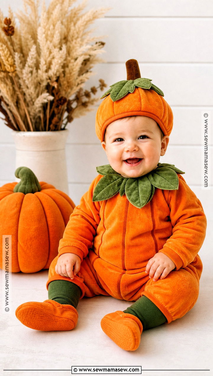 Baby Pumpkin Costume With Leaf Hat - 30 baby costumes for boys