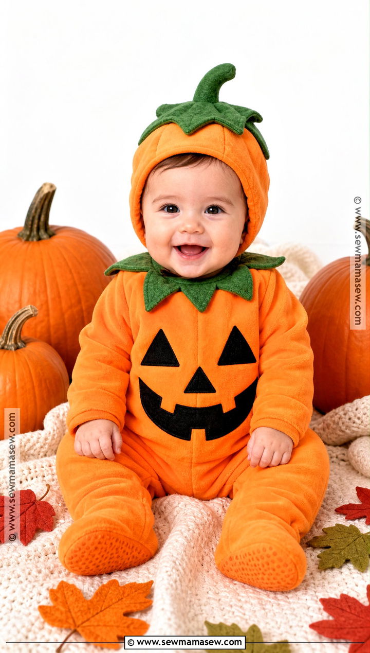 Baby Pumpkin Costume With Orange Onesie - 50 halloween costumes ideas