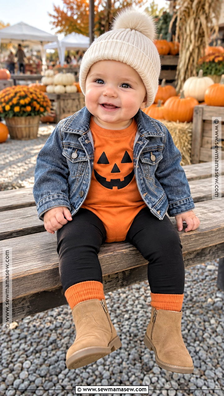 Baby Pumpkin Denim Jacket Outfit - 20 baby pumpkin outfit ideas