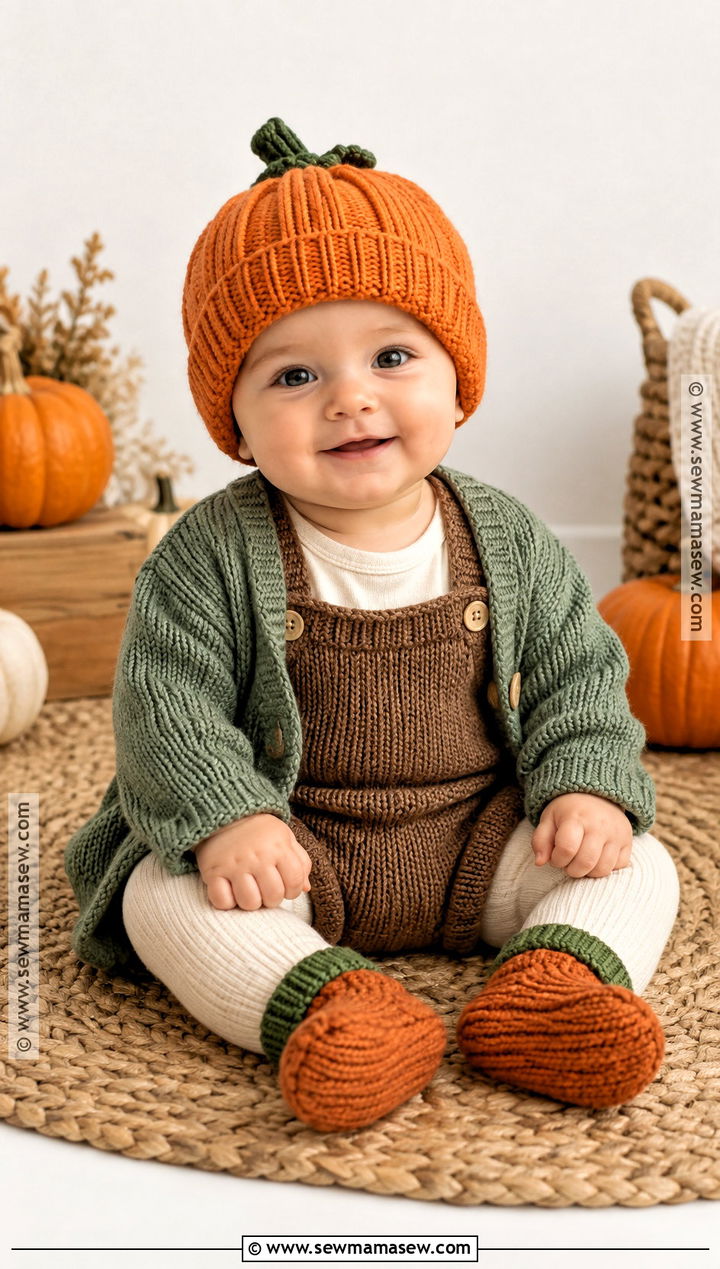 Baby Pumpkin Hat With Matching Booties - 20 baby pumpkin hat ideas