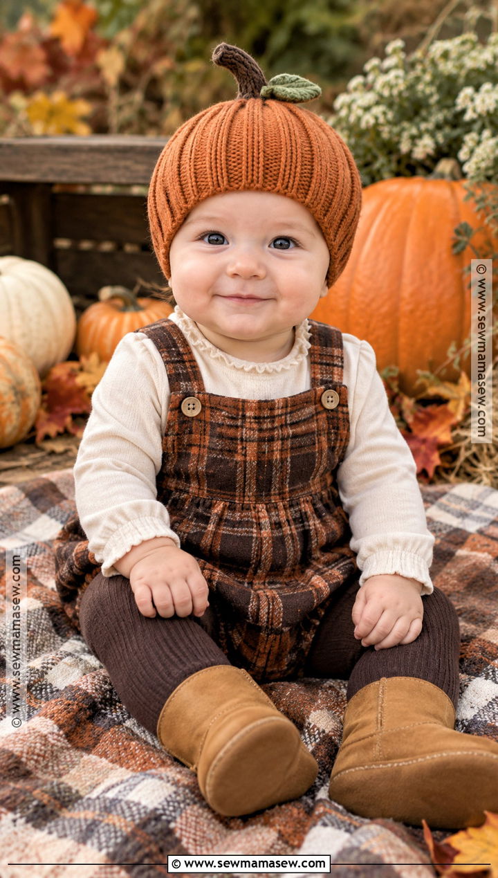 Baby Pumpkin Hat With Plaid Romper - 20 baby pumpkin hat ideas