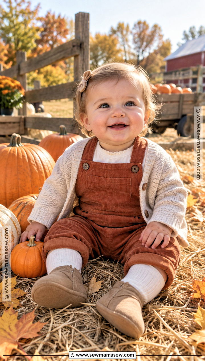 Baby Pumpkin Patch Outfit With Overalls - 15 baby fall fashion ideas