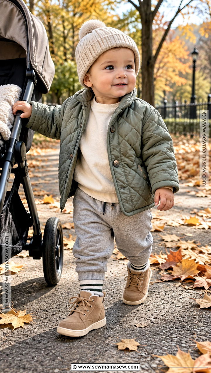 Baby Quilted Jacket With Joggers - 15 baby fall fashion ideas