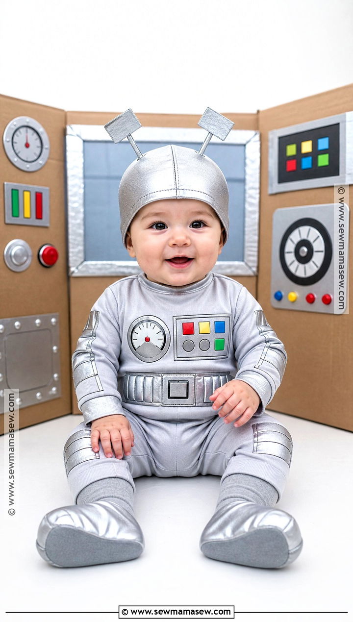 Baby Robot Costume With Silver Romper - 30 baby costumes for boys