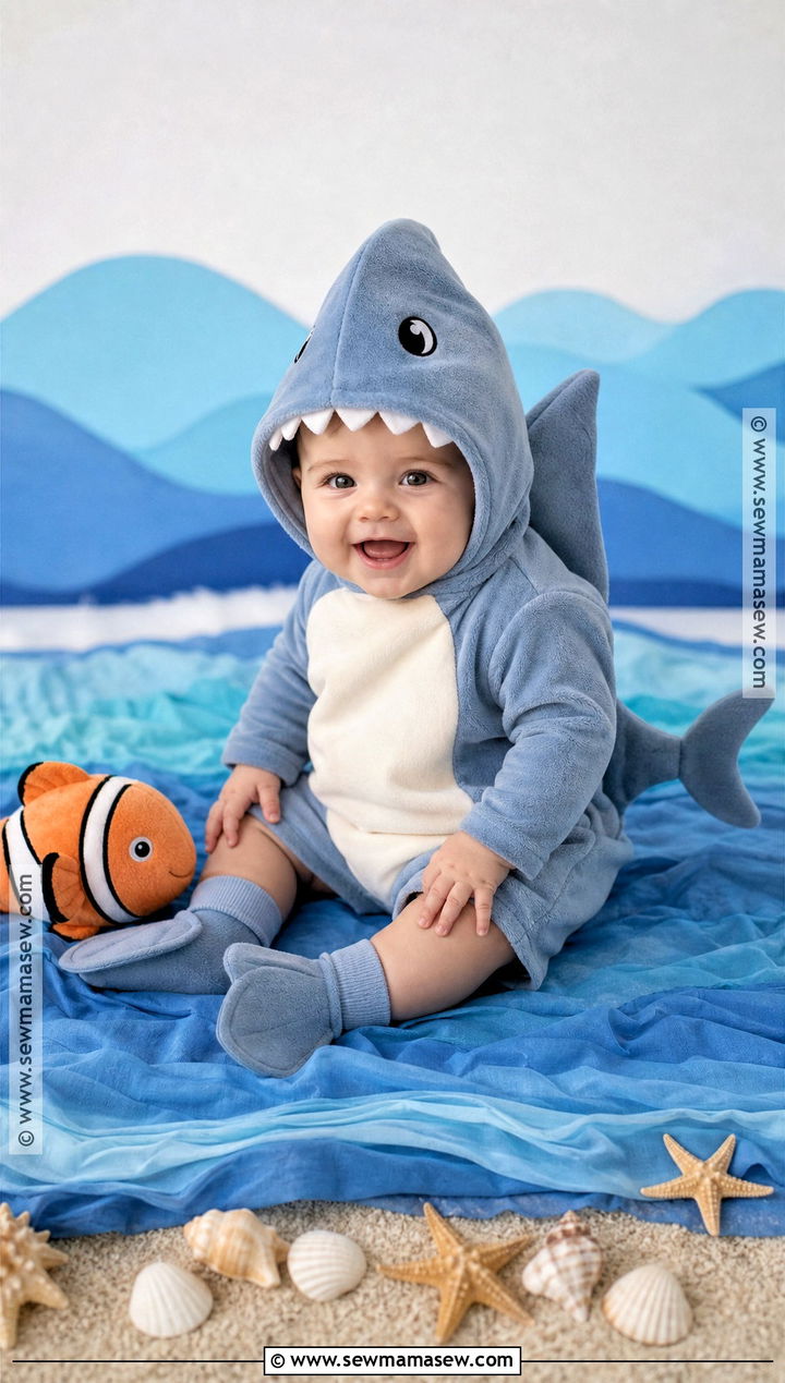 Baby Shark Costume With Fin Hood - 30 baby costumes for boys