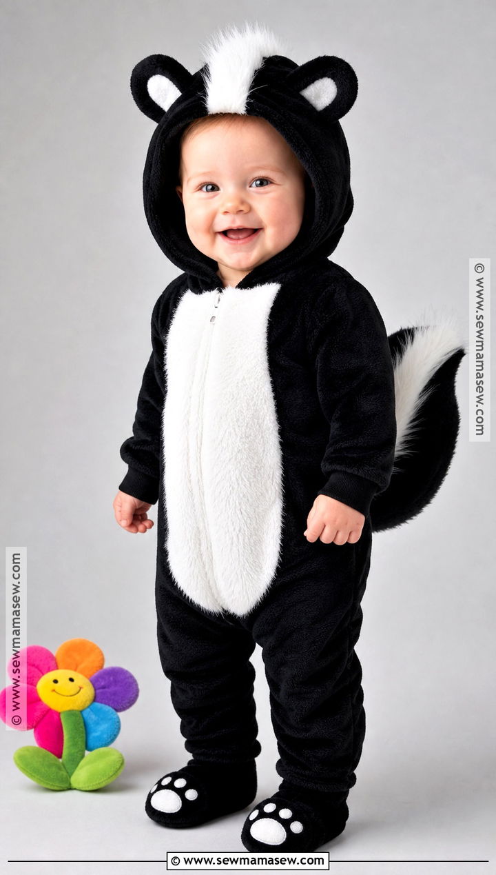 Baby Skunk Costume With White Stripe - 30 halloween baby costumes