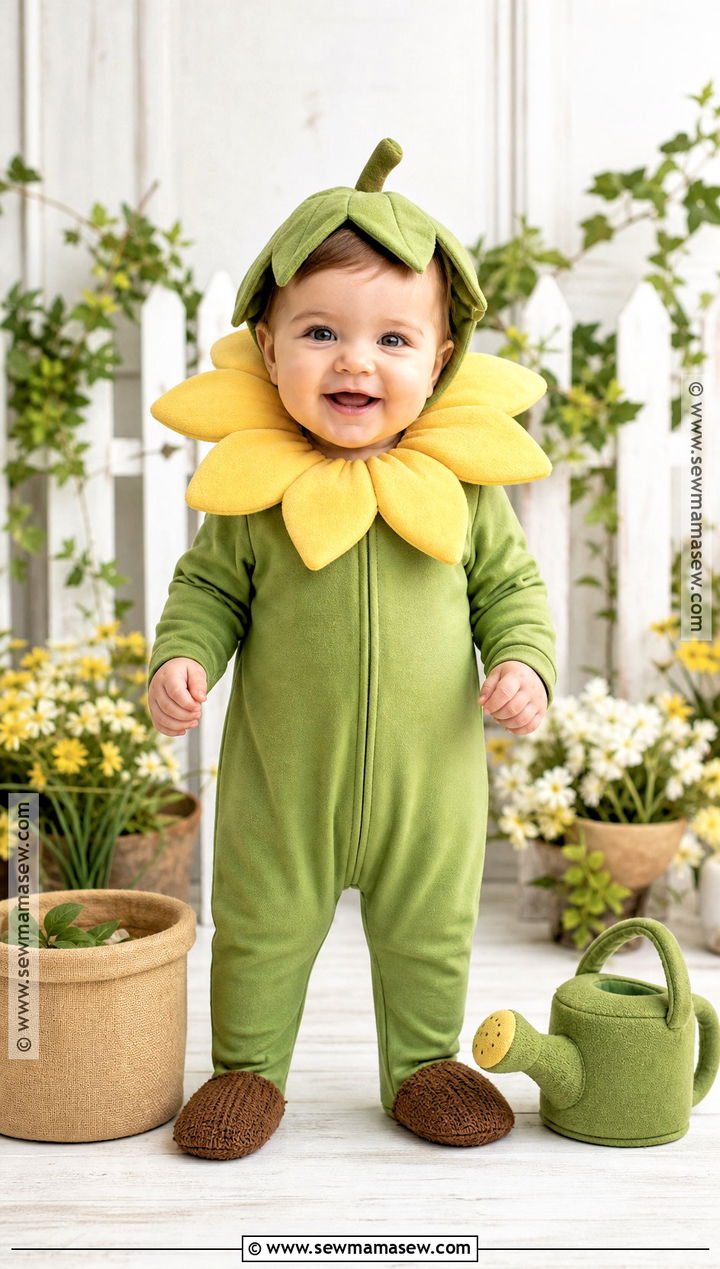 Baby Sunflower Costume With Petal Collar - 30 baby halloween costume ideas