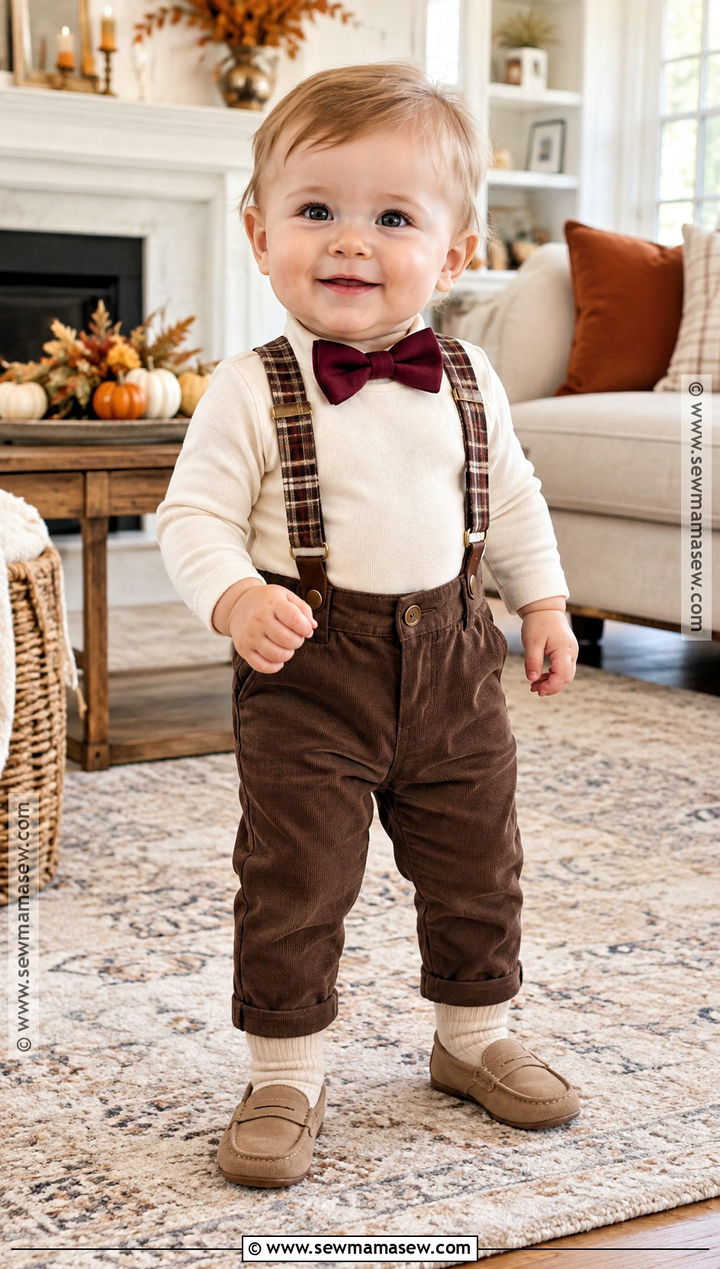 Baby Suspenders and Bow Tie Outfit - 20 Thanksgiving Outfit Ideas for Babies