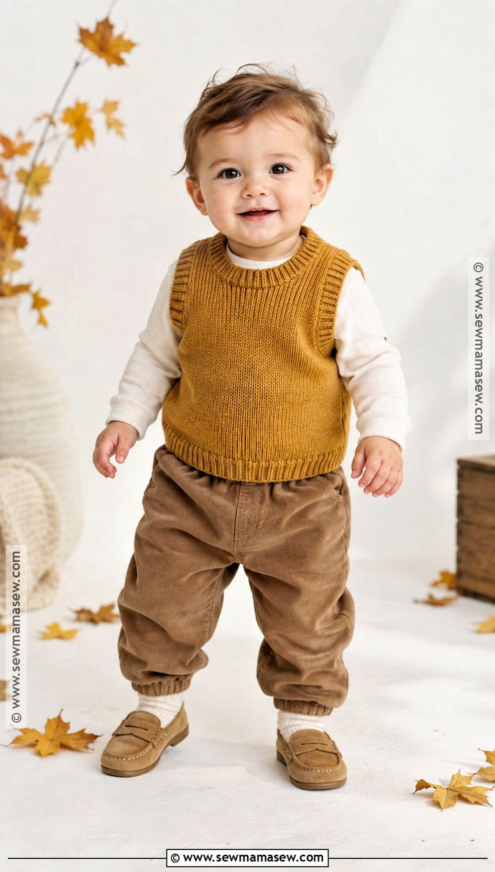 Baby Sweater Vest With Bodysuit And Trousers - 20 baby autumn outfits