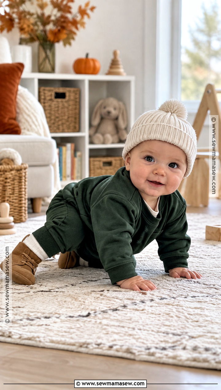 Baby Sweatshirt Set With High Top Booties - 15 cozy fall baby outfit ideas