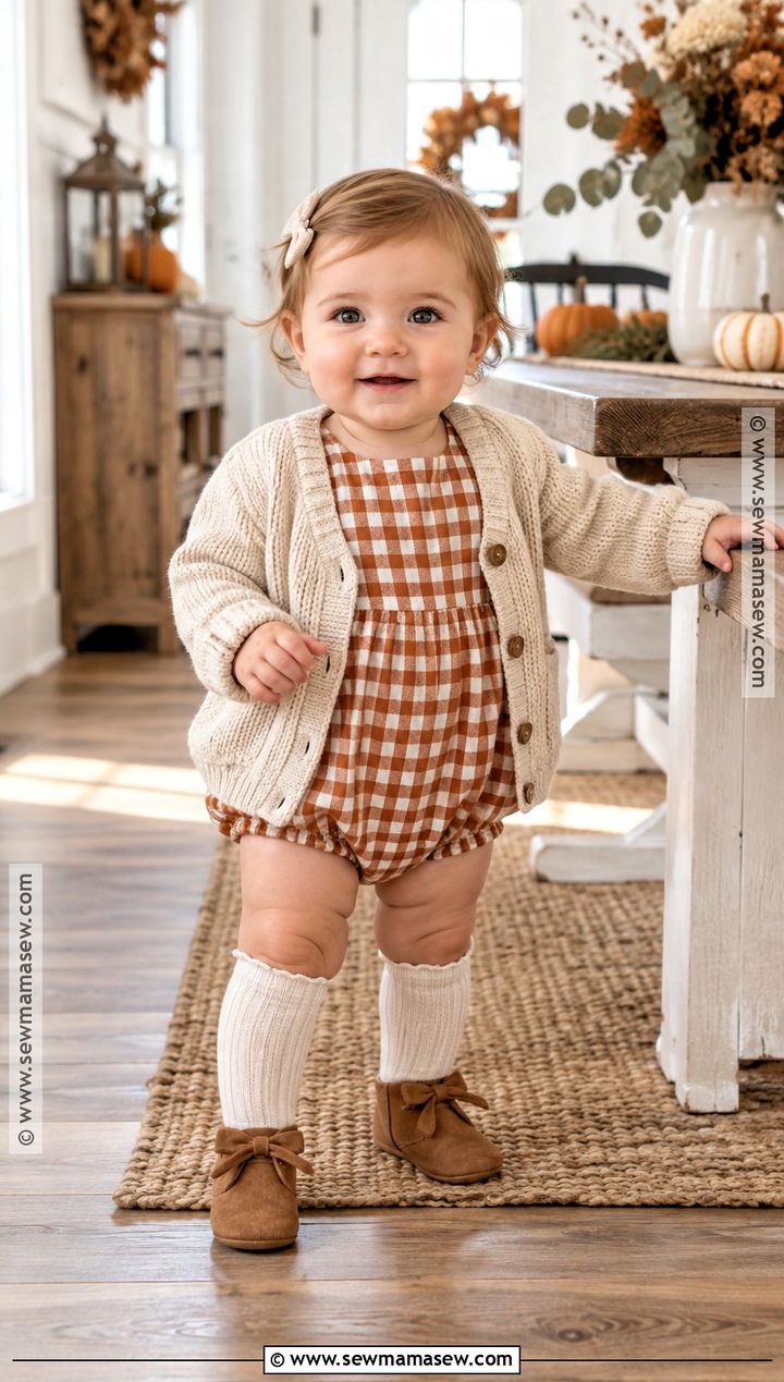 Baby Thanksgiving Gingham Romper Outfit - 25 baby thanksgiving outfit ideas