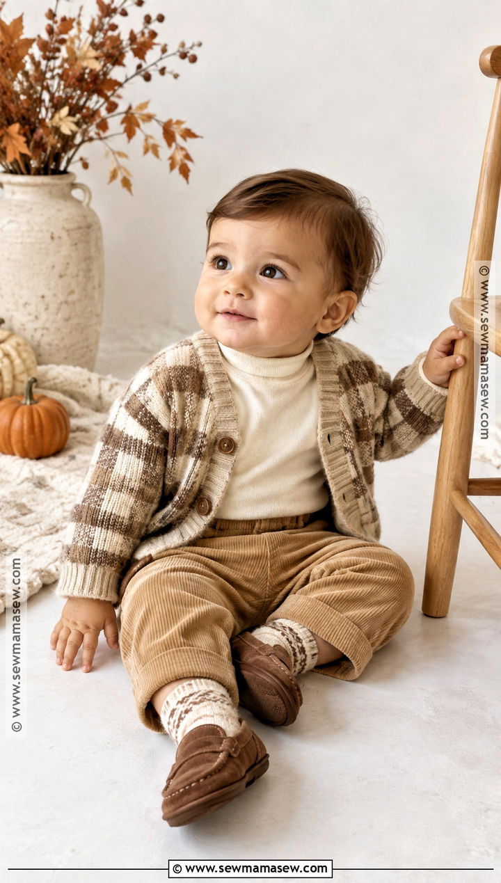 Baby Turtleneck With Corduroy Pants And Loafers - 20 baby autumn outfits