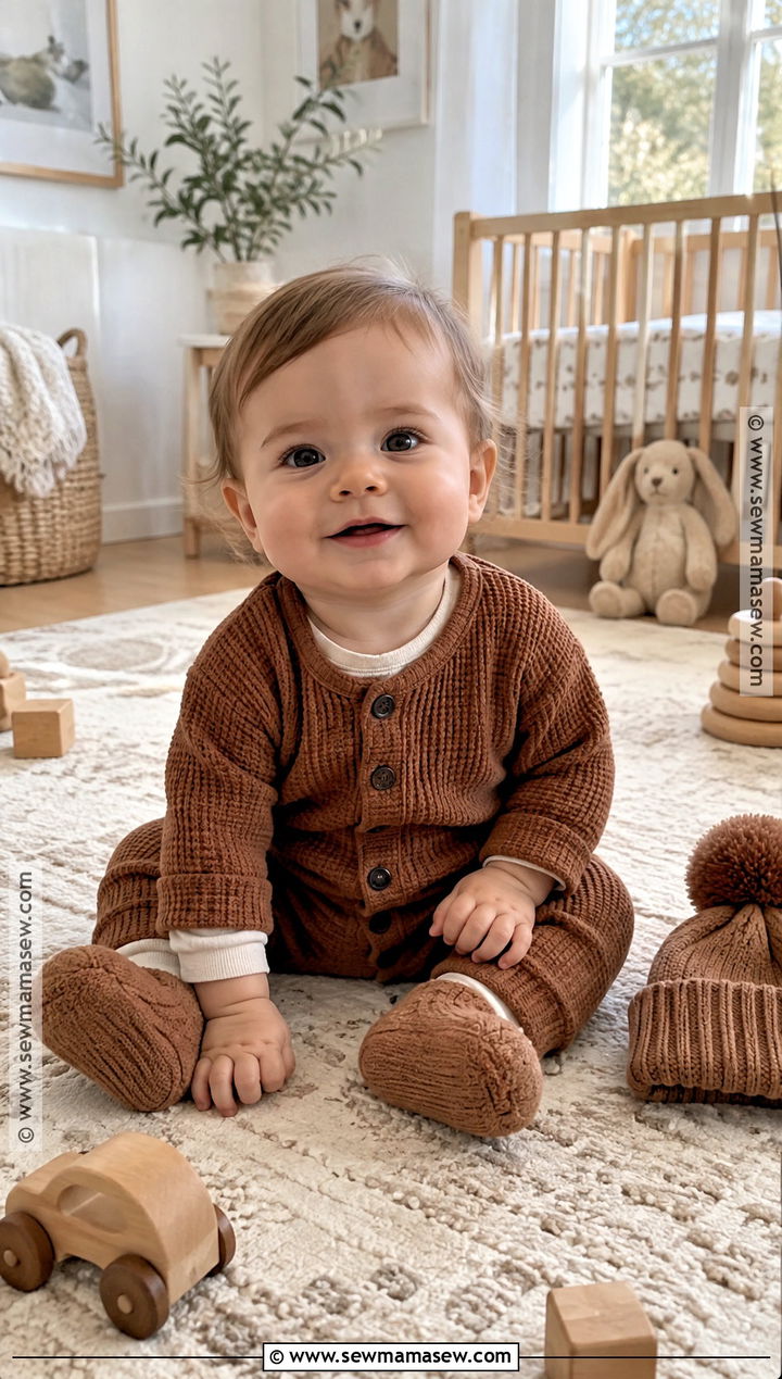 Baby Waffle Knit Romper And Booties Outfit - 15 autumn baby clothes