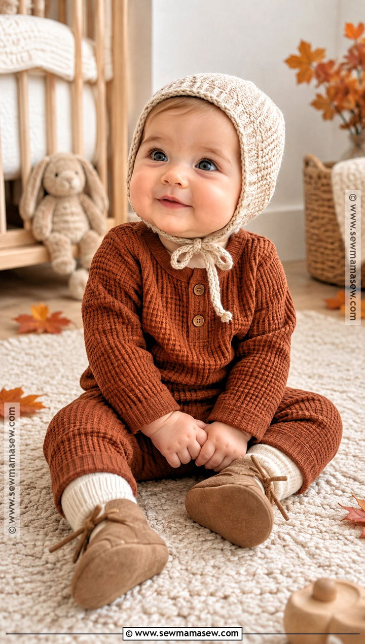 Baby Waffle Knit Set With Soft Booties - 20 baby autumn outfits