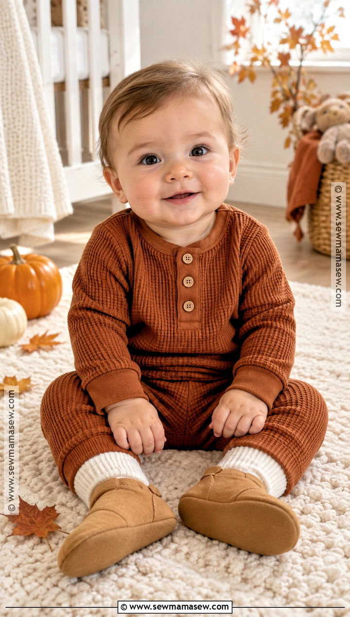 Baby Waffle Knit Set With Soft Booties - 15 baby fall fashion ideas