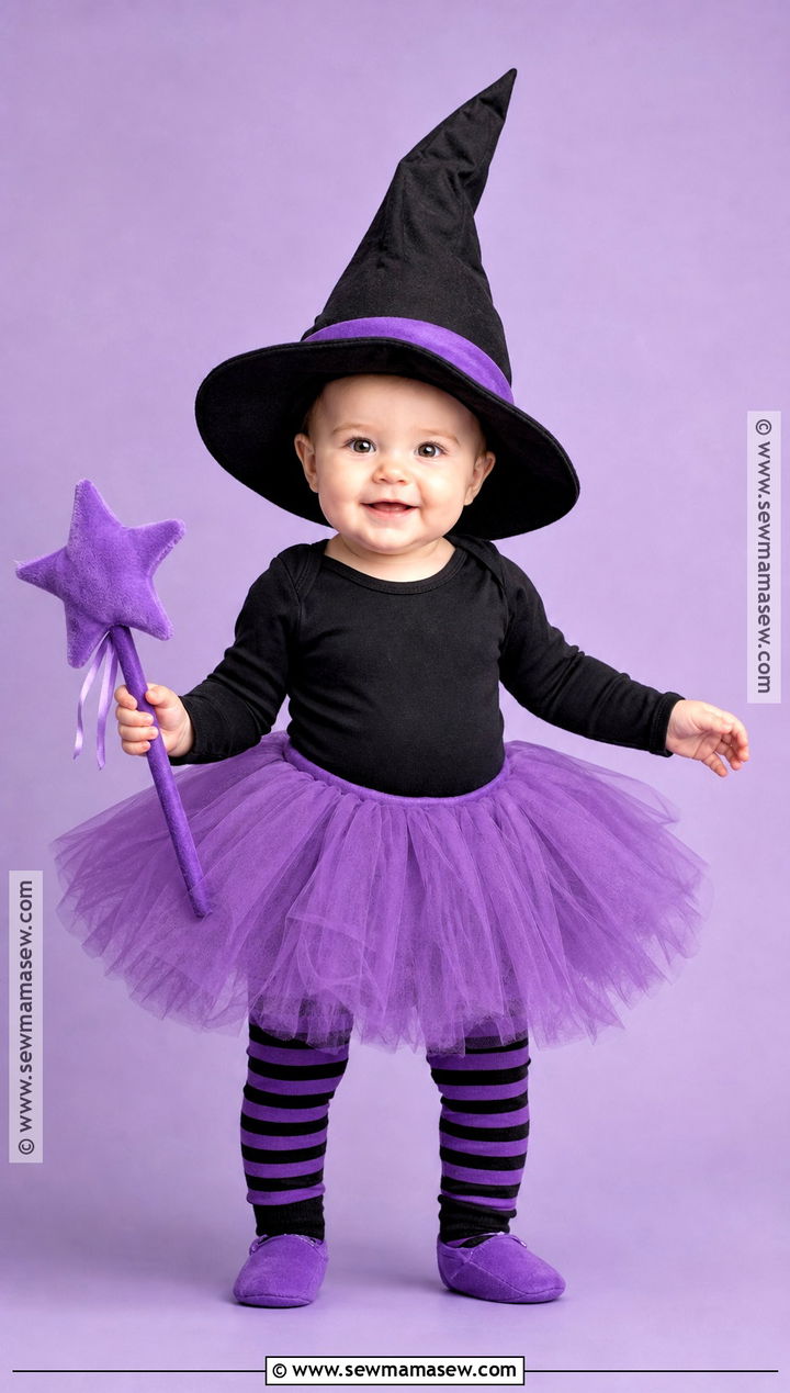 Baby Witch Costume With Purple Tutu - 30 halloween baby costumes