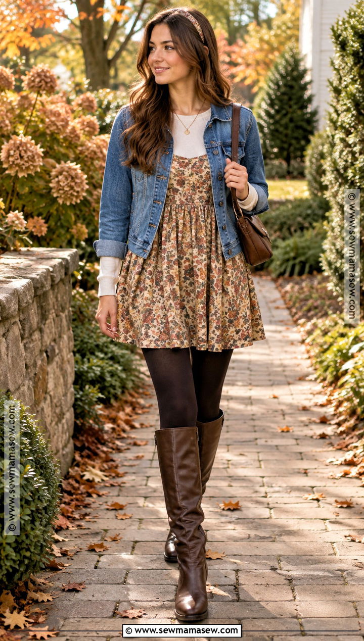 Babydoll Dress And Tall Boots 2000s Fall Outfit - 20 2000s fall aesthetic outfits