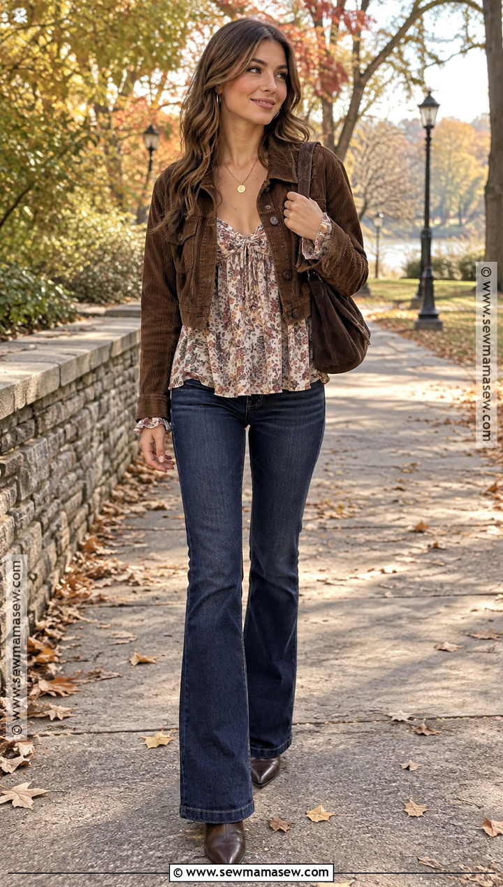 Babydoll Top and Bootcut Jeans Y2K Outfit - 25 fall y2k outfits