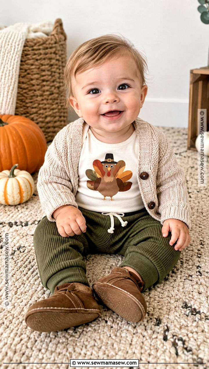 Babys First Thanksgiving Bodysuit and Joggers - 15 thanksgiving outfit ideas for baby boys