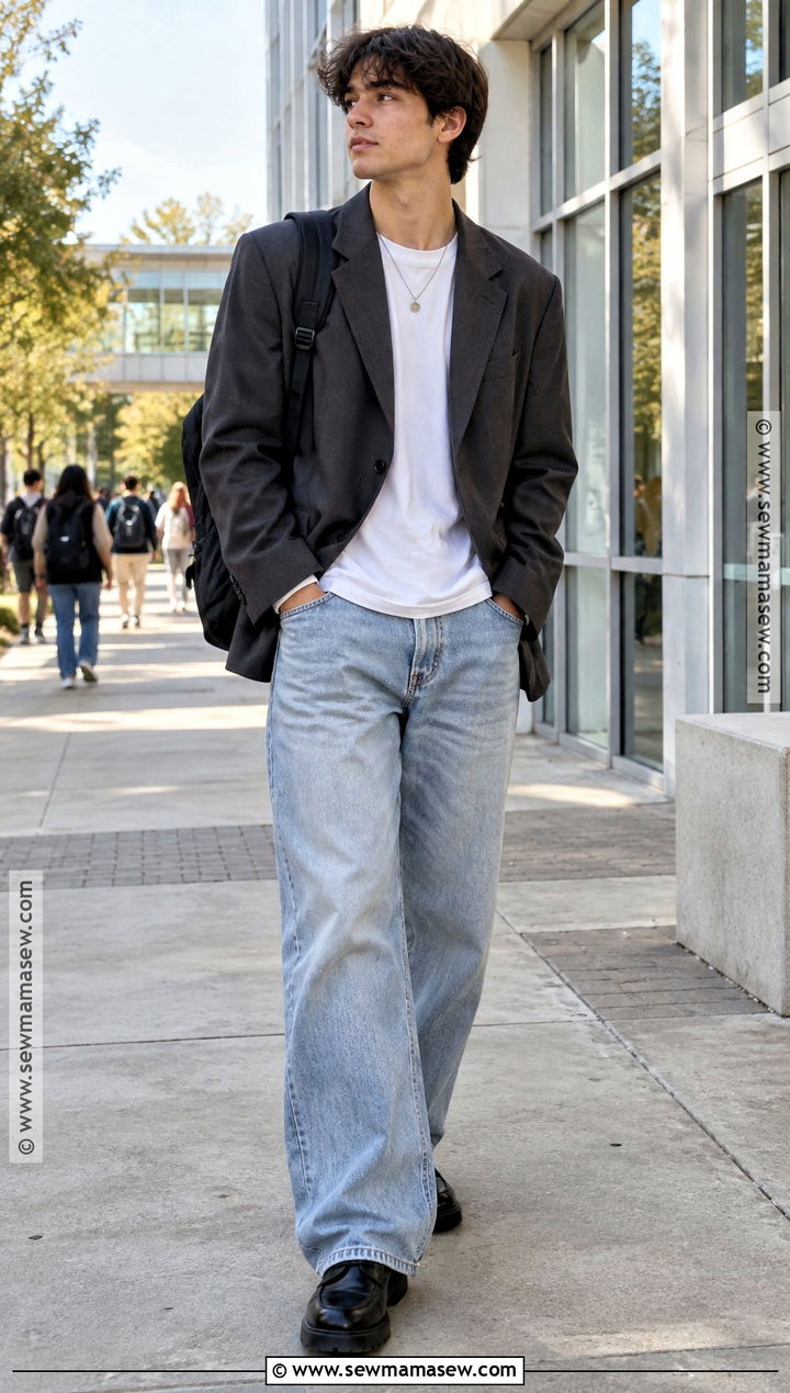 Back To School Blazer And Baggy Jeans Outfit - 15 What Clothes To Buy For Back To School