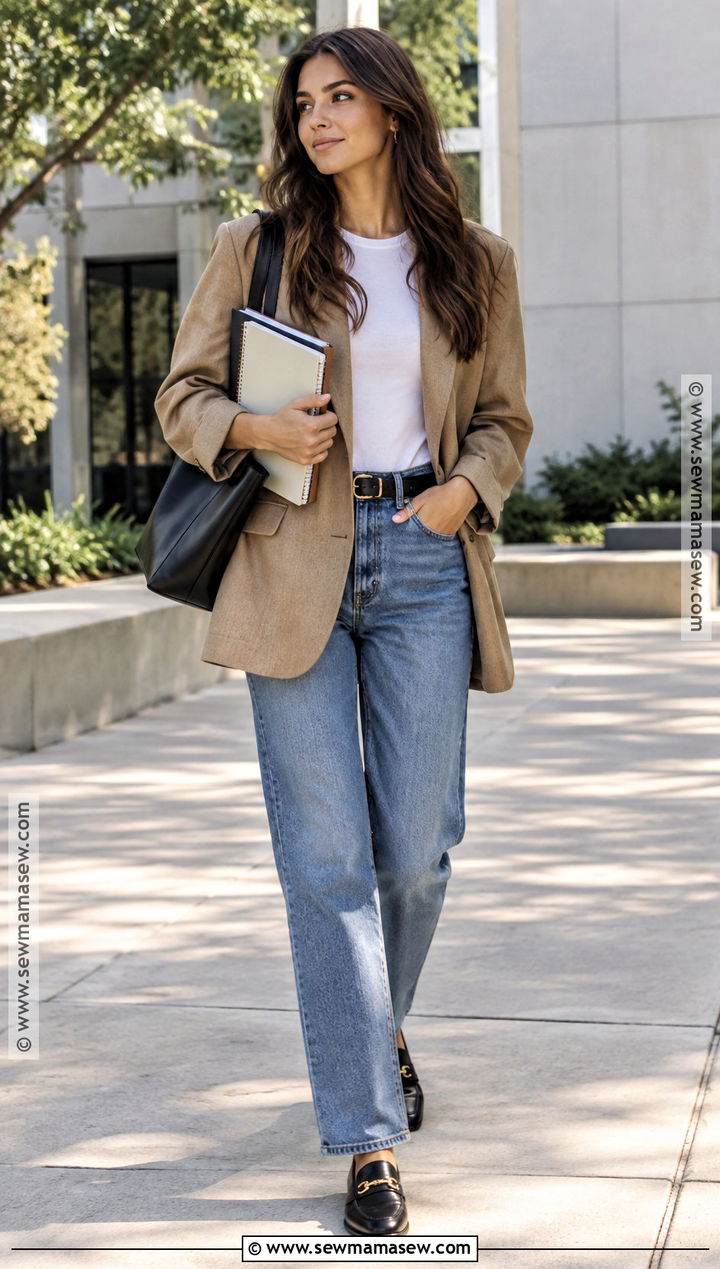 Back To School Blazer And Relaxed Jeans Outfit - 15 back to school outfit inspo ideas 2026