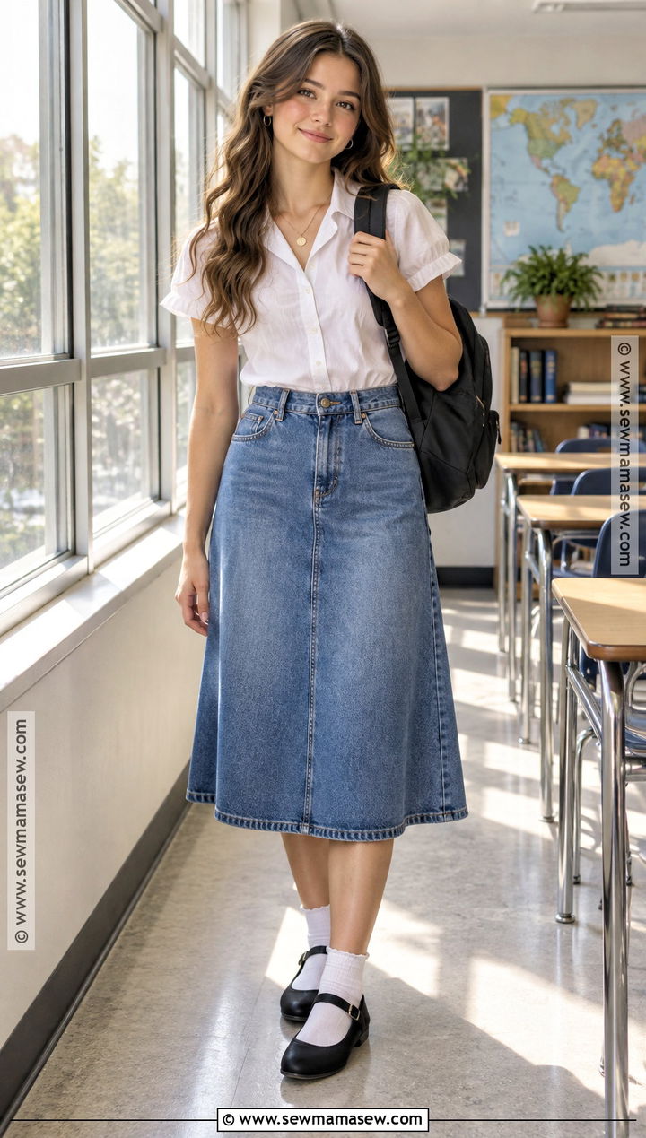 Back To School Blouse And Denim Skirt Outfit - 20 back to school outfits summer casual