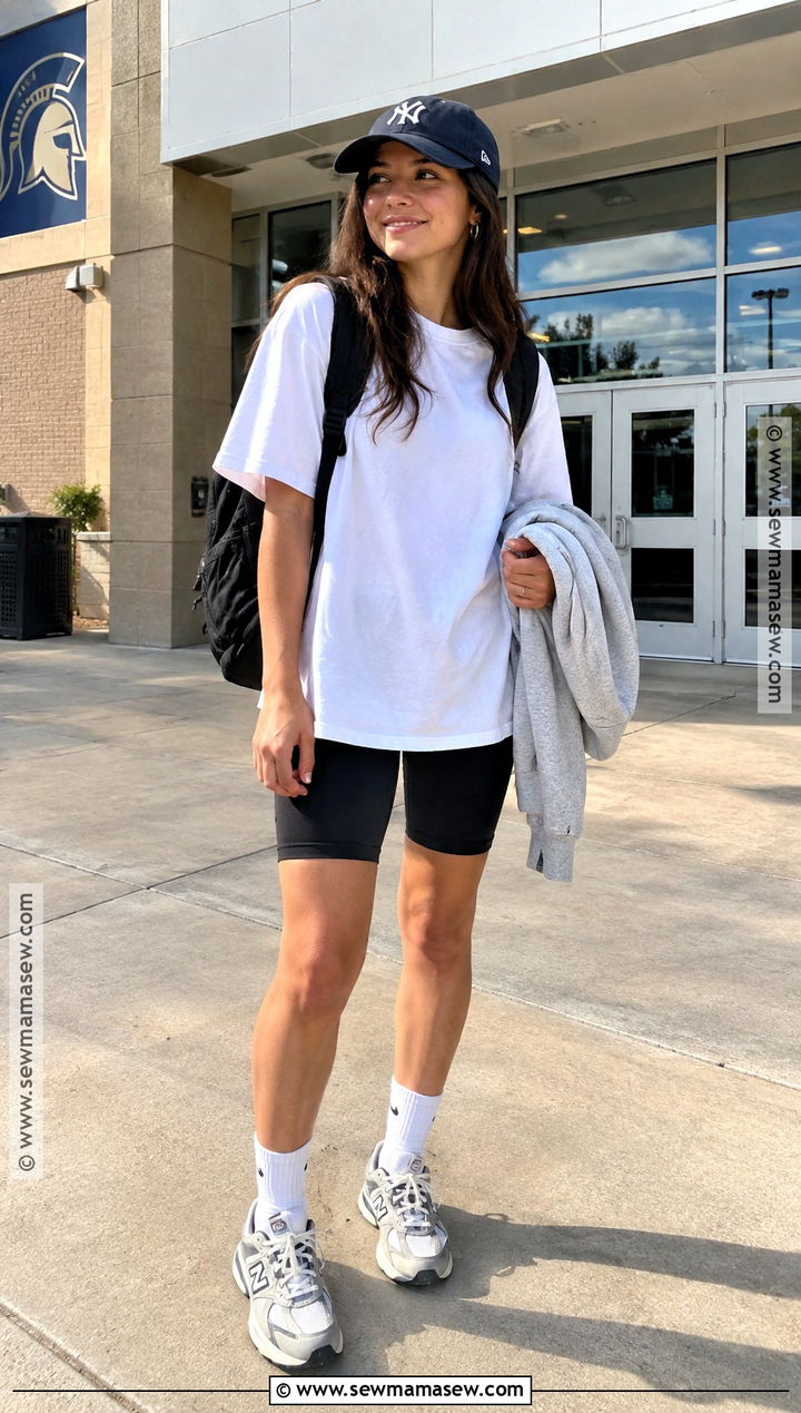 Back To School Boxy Tee And Biker Shorts Outfit - 20 back to school outfits summer casual
