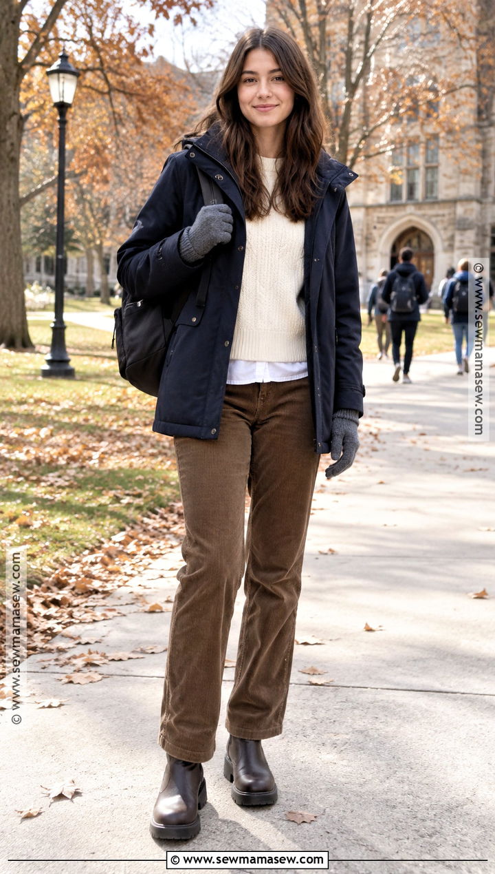 Back To School Coat And Corduroy Pants Outfit - 20 Back To School Clothes Shopping List