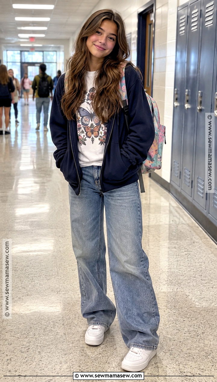 Back To School Graphic Tee And Baggy Jeans Outfit - 15 Back To School Outfits 8Th Grade 2026