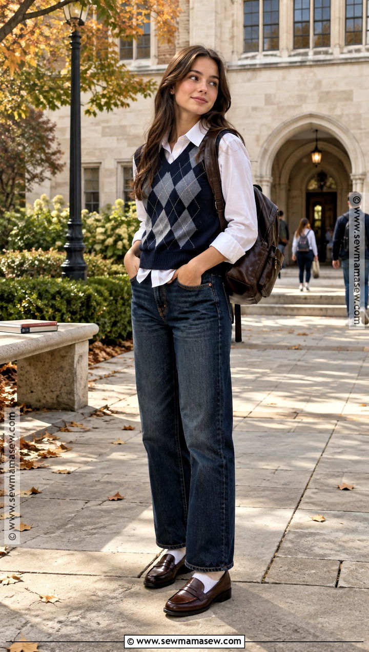 Back To School Knit Vest And Loose Jeans Outfit - 15 back to school outfit inspo ideas 2026